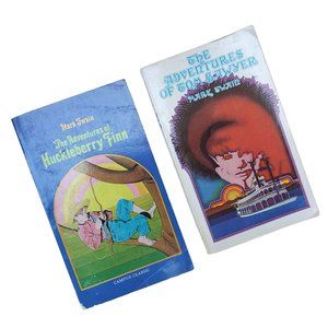 Vintage 70s Mark Twain Paperbacks Tom Sawyer Huckleberry Finn Nouveau Revival